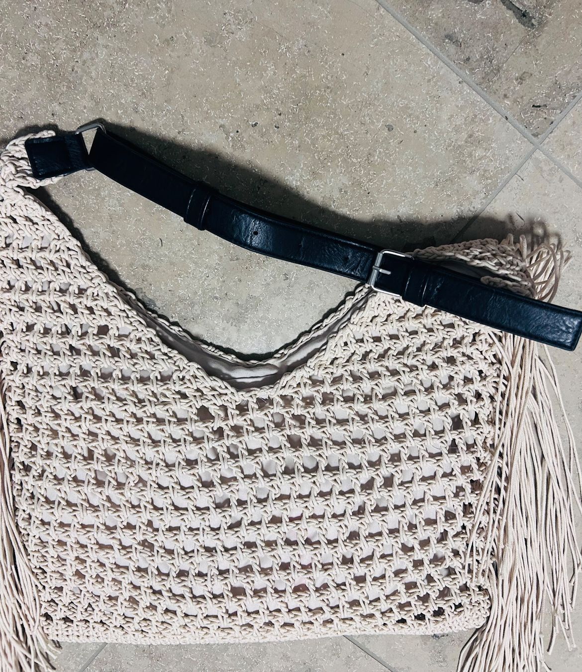 Taschen für Damen: Tasche gehäkelt beige mit Fransen, NEU – Neu und originalverpackt aus Zürich von diva1972 2