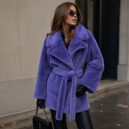 River Island Jacke Felljacke Kunstfelljacke Blauviolett Neu