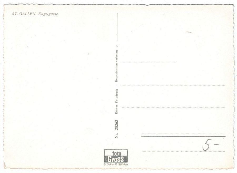 Cartoline postali: St. Gallen, Kugelgasse, um 1950 – Usato da Frauenfeld venduto da POML 1