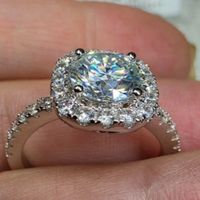Bague argent avec diamant de moissanite de 2 ct certifié GRA