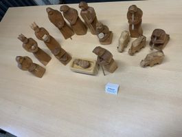 Krippenfiguren Caviezel Urmein Holz handgeschnitzt 15-tlg
