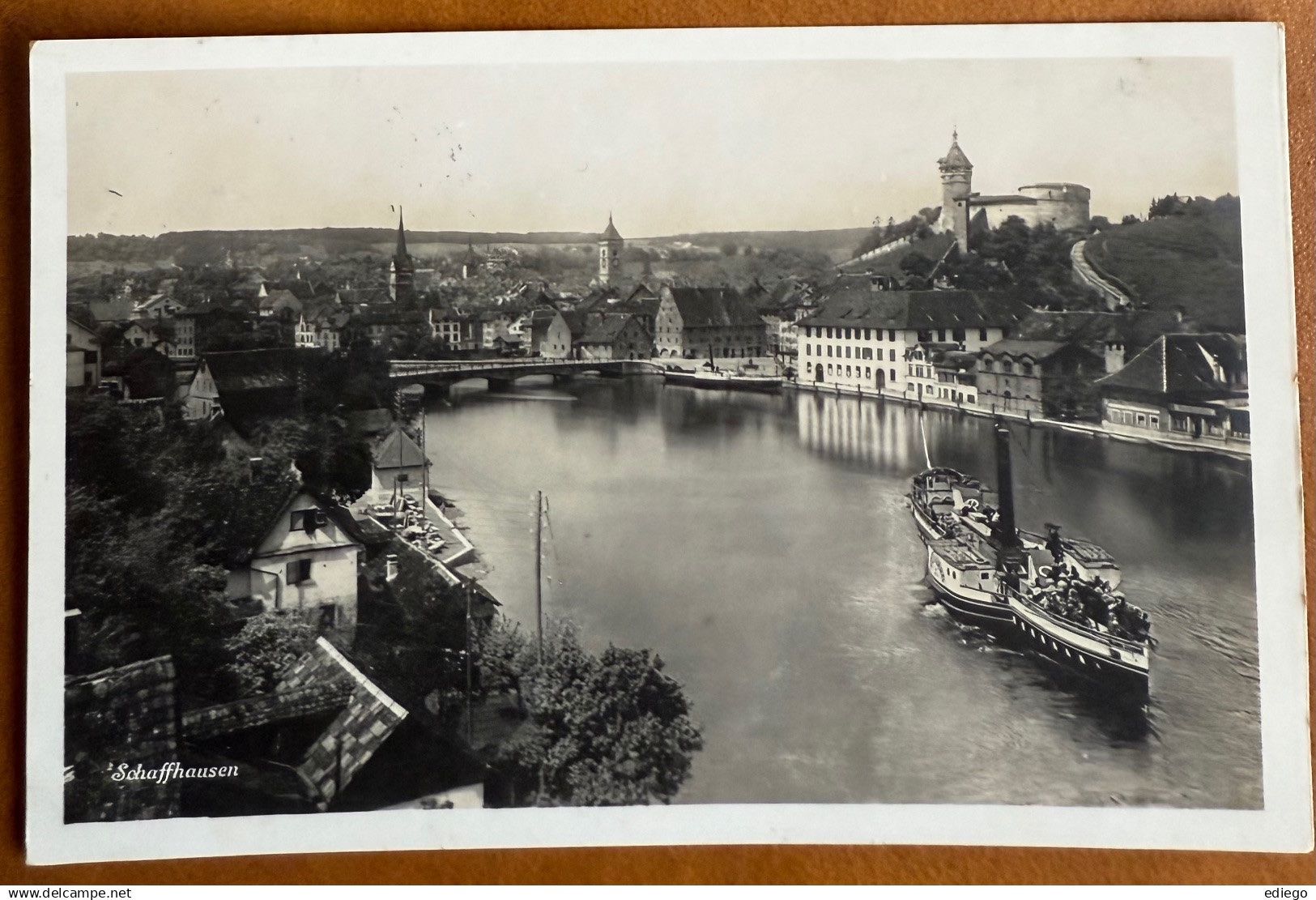 Cartoline postali: SCHAFFHAUSEN - Dampfschiff 1927 – Usato da Lutry venduto da Ediego