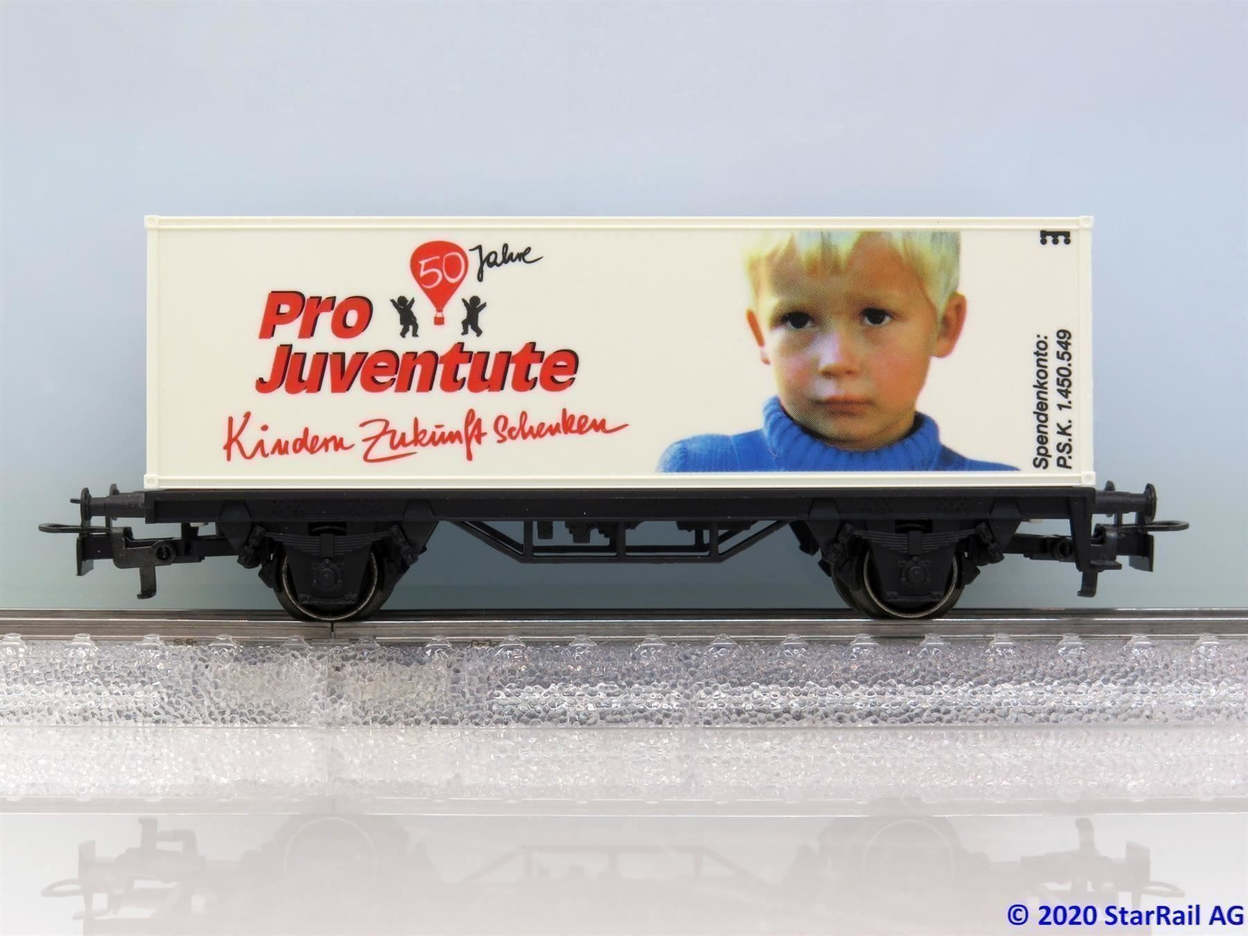 Märklin Modellini di ferrovie: Märklin 4482.019 Containerwagen DB Pro Juventute Ep. IV – Nuovo e nell'imballaggio originale da Ennetbaden venduto da StarTrain 4