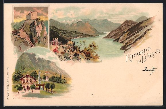 Cartes postales: Litho Lugano, Panorama du Monte S. Salva – D'occasion à Berlin par bartko-reher