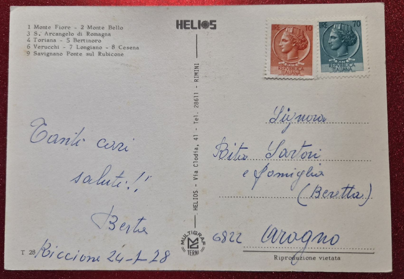 Cartoline postali: Castelli di Romagna 1978 – Usato da Melchnau venduto da Fishel 1