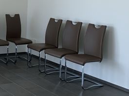 Stuhl braun Kunstleder Chromgestell 6er Set