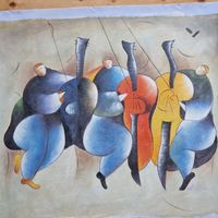 Gemälde mit Kontrabass. Handgemalt, Bild 67x59