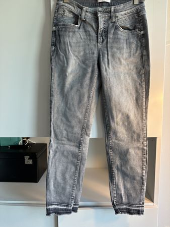 Cambio Jeans Damen Grösse 28 Dunkelgrau Used Look Fransen 49