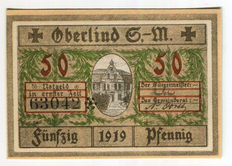 Banconote: Notgeld "50 Pfennig. Oberlind 1919" – Usato da Basel venduto da Butsch5