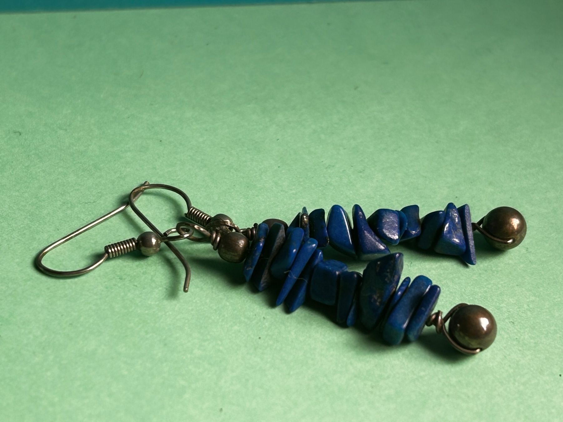 Orecchini pendenti & Orecchini a lobo: Lapislazuli Ohrhänger mit Silberkugel – Usato da Basel venduto da bellespirit 3