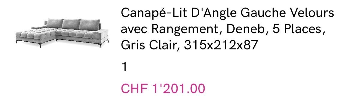 Divani: Canapé-Lit D'Angle Gauche Velours avec Rangement – Usato da Sierre venduto da itaburceanu 4