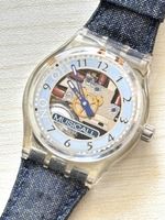 Swatch Musicall transparente Uhr mit Denim Band 1995