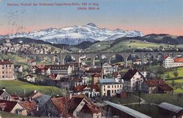 Herisau, Viadukt BTB, Säntis, gelaufen 1922