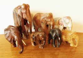 Set Vintage Holz Elefante hand Arbeit 1960er