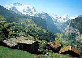 WENGEN Jungfrau, Grosshorn, Breithorn mit Lauterbrunnental