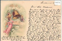 Frohe Ostern - Engel mit Glocke - Litho