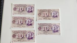 10 Franken 1962 70 71 77, Banknote, top Zustand (WA3)