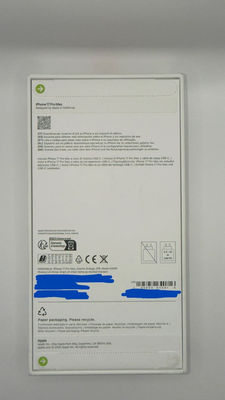 Apple Telefoni cellulari / Smartphones: iPhone 17 Pro Max 2 TB ungeöffnet – Nuovo e nell'imballaggio originale da Uster venduto da phoneuster 1