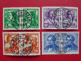 1935, J73-J76 PAARE mit idealen ZENTRUMS-STEMPELN