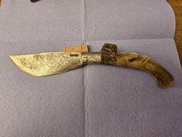 Paolo Pusceddu Lama damascata 14 cm - corno lavorato
