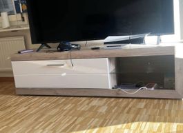 TV Möbel / Fernsehtisch modern Weiss-Holz