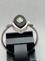 Weissgoldring 750 mit Onyx / Diamant