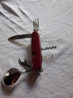 Taschenmesser rot mit Löffel, Gabel, Korkenzieher, Klingen