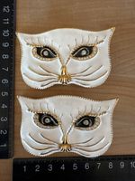 2 Gürtelschnallen mit Katzen Kopf Motiv