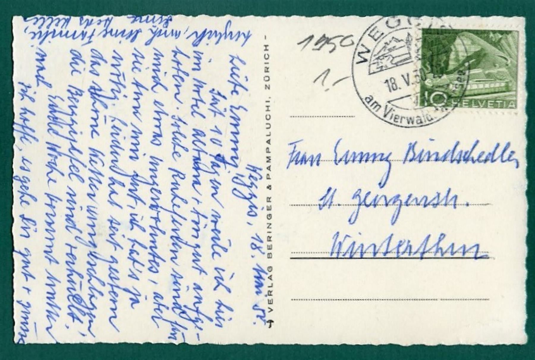 Cartoline postali: Weggis, 1950, gelaufen – Usato da Sargans venduto da Hausi1951 1