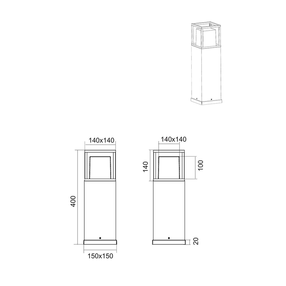 Lampade: LED Aussen Stehleuchte, IP54, 40 cm Höhe – Nuovo (secondo la descrizione) da Kreuzlingen venduto da Smart-Light 6