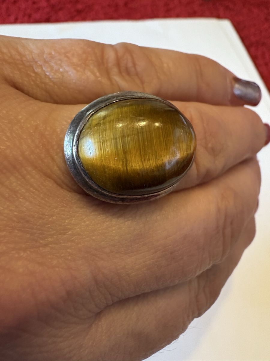 Anelli: 925 Tigerauge Edelstein Ring  – Usato da Murten venduto da Tzaugg 6
