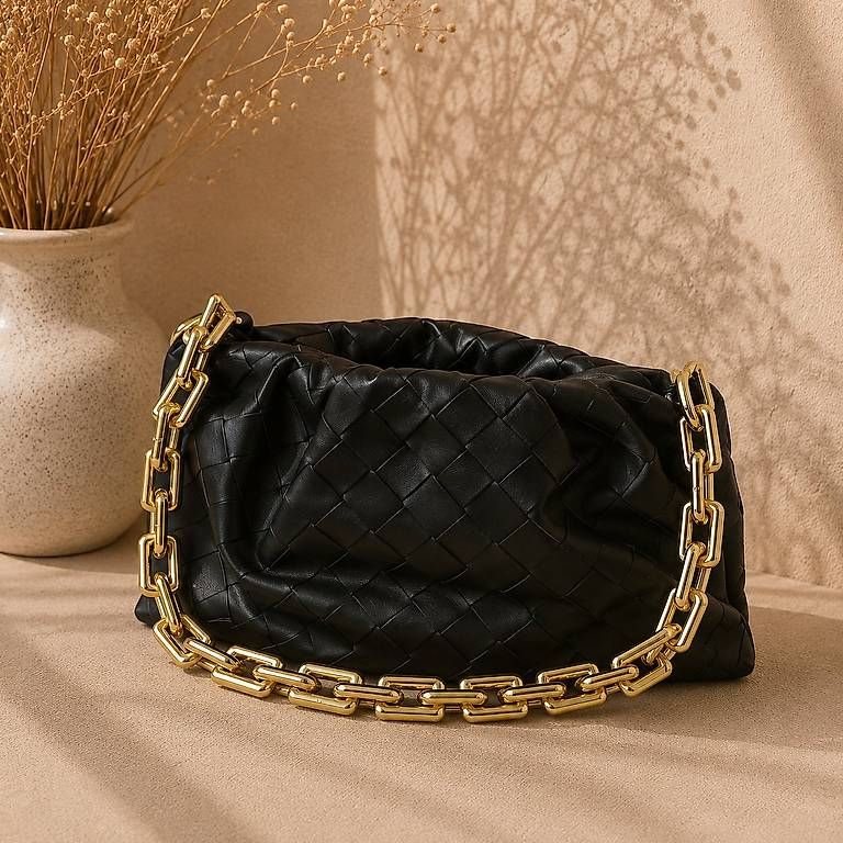 Borse da donna: BORSA INTRECCIATA  BLACK & GOLD – Nuovo e nell'imballaggio originale da Lugano venduto da solowolford