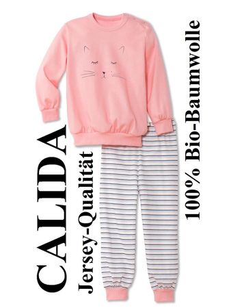 80 NEU CALIDA Pyjama Shirt Hose Sweatshirt Katze 100% Bio B.