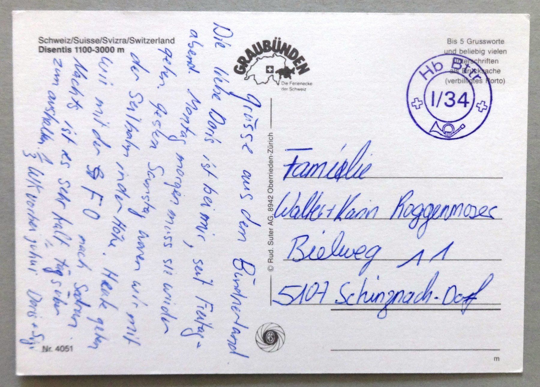 Cartes postales: Disentis 1100-3000 m – D'occasion à Fétigny par Billy2miny 1