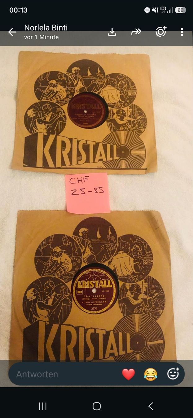 Vinyles: 2 Schellackplatten Kristall – D'occasion à Zürich par Dario5