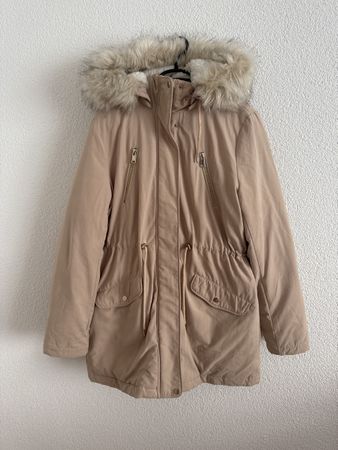 Wintermantel mit Kapuze, beige, Gr. M