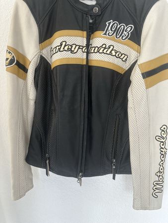 Harley-Davidson Damen Lederjacke schwarz weiss (Grösse S) 