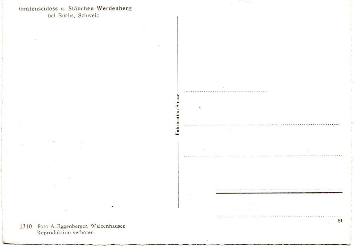 Cartoline postali: AK WERDENBERG BUCHS GRAFSCHLOSS UND STÄDTCHEN – Usato da Greifensee venduto da scharmant 1