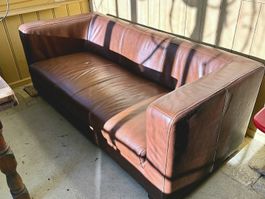 Echtleder 2-Sitzer-Sofa in Braun/Cognac zu verkaufen