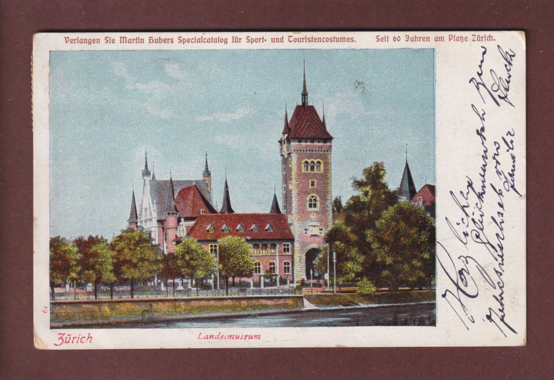 Cartoline postali: ZÜRICH - Landesmuseum - 1907 – Usato da Pully venduto da nicecards