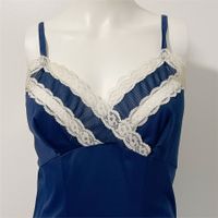 Unterrock dunkelblau-weiss Gr. XS mit Spitzen VINTAGE 1960s