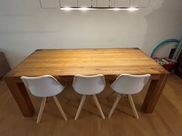 Massivholz Esstisch Eiche mit Sitzbank 200 x 95 cm