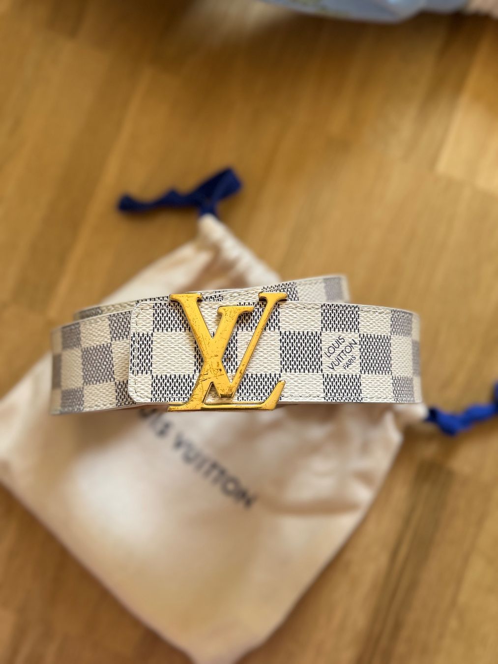 Louis Vuitton Cinture: Louis Vuitton Damier Azur Gürtel – Usato da Riehen venduto da karolina3 3