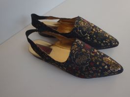 Wizjo Slingpumps, Gr. 39, Schwarz/Gold, Festlich!