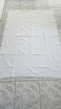 Tischtuch 100% Baumwolle Weiss mit Spitzen 210 x 149 cm