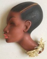 🟡 50er Jahre Keramik Afrikanerin Wandmaske Relief VINTAGE