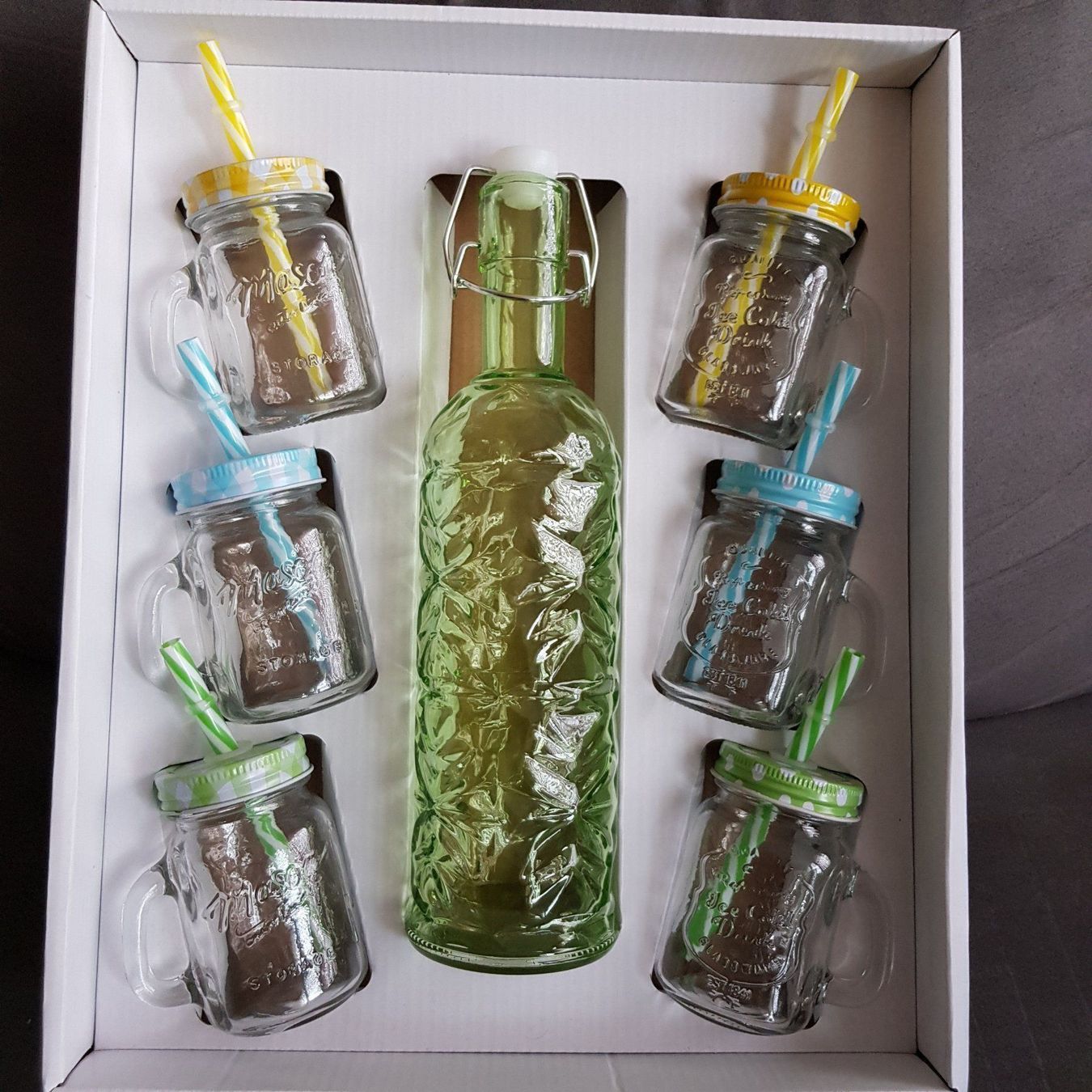 Altro in Stoviglie & Bicchieri: Set 6 Gläser + Flasche aus Glas – Nuovo e nell'imballaggio originale da Turbenthal venduto da Pinkerton72