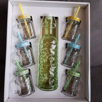 Set 6 Gläser + Flasche aus Glas