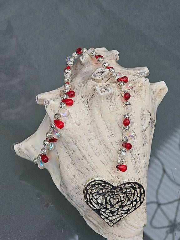 Tutte le decorazioni: Herzens Dekohänger rot weiss silber 37cm – Nuovo e nell'imballaggio originale da Sulz AG venduto da Cacuzza