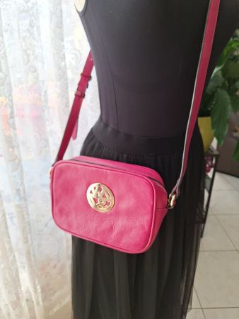 Sac en cuir rose framboise